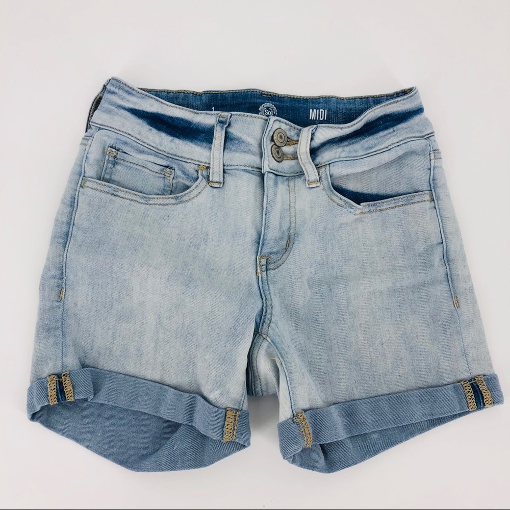 SO Cuffed Midi Jean Shorts Light Washed